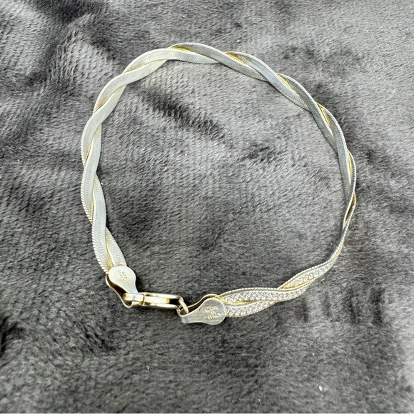 Two-Tone 24 kt Gold over Sterling Silver 2 Braid Pattern Wrap Bracelet Vintage - Picture 1 of 6